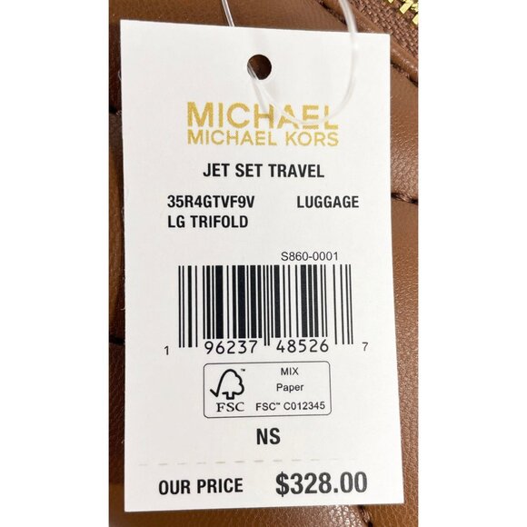 NEW Michael Kors Jet Set Travel Large Quilted Leather Trifold Wallet Luggage NWT - Picture 3 of 6